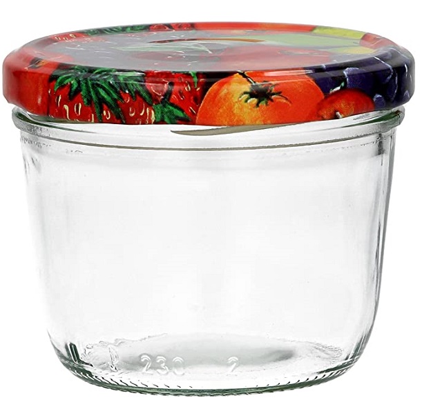 Marmeladenglas 230 ml mit Obstdekor deckel Ø 82 mm (6 Stück) 