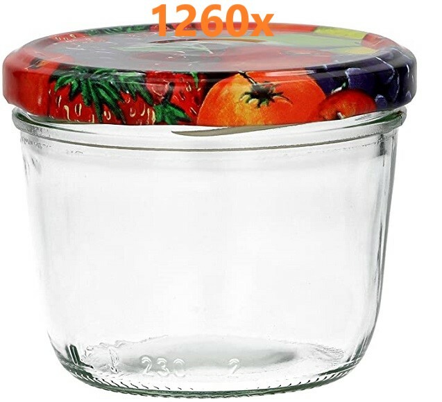 Marmeladenglas 230 ml mit Obstdekor deckel Ø 82 mm (6 Stück x 210 sets) 