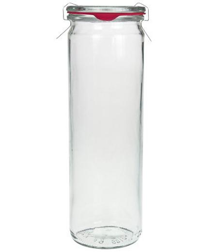WECK Zylinderglas 600 ml - mit Einkochringe und Einweck klammern (4 Stück) 