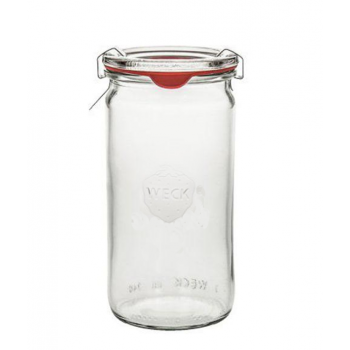 WECK Zylinderglas 340 ml - mit Einkochringe und Einweck klammern (4 Stück) 