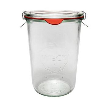 WECK Sturzglas 850 ml - mit Einkochringe Einweck klammern (4 Stück) 
