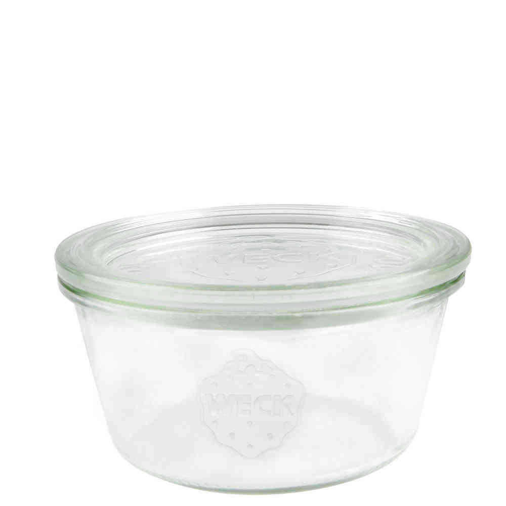 WECK Sturzglas 290 ml nieder - mit Glasdeckel - Rundrand 100 