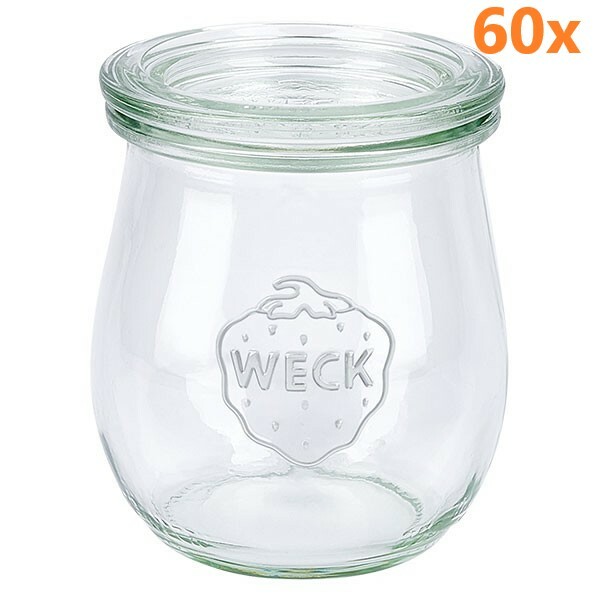WECK Tulpenglas 220 ml - mit Glasdeckel - Rundrand 60 (60 Stück) 