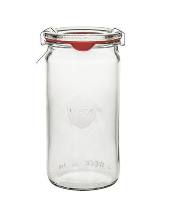 WECK Zylinderglas 340 ml - mit Einkochringe und Einweck klammern (4 Stück) 