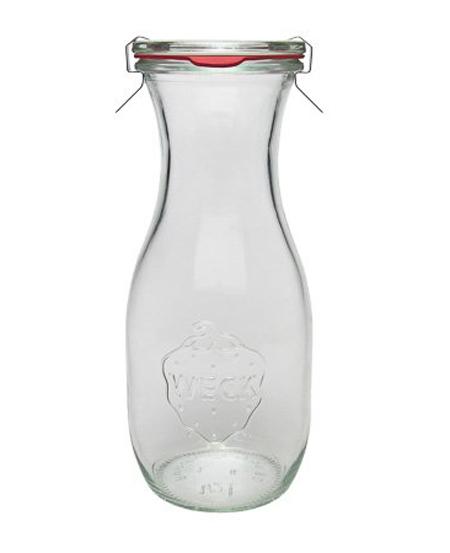 WECK Saftflaschen 530 ml - mit Einkochringe Einweck klammern (4 Stück) 
