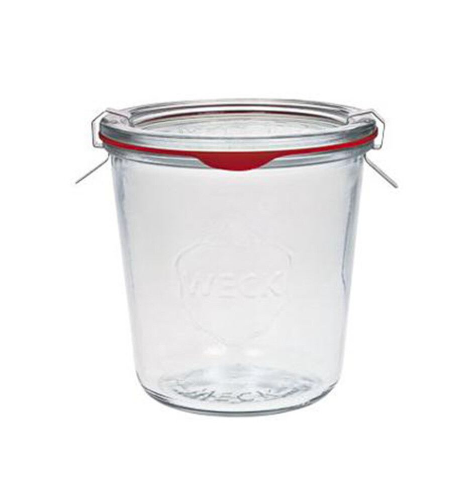 WECK Sturzglas 580 ml - mit Einkochringe Einweck klammern (4 Stück) 
